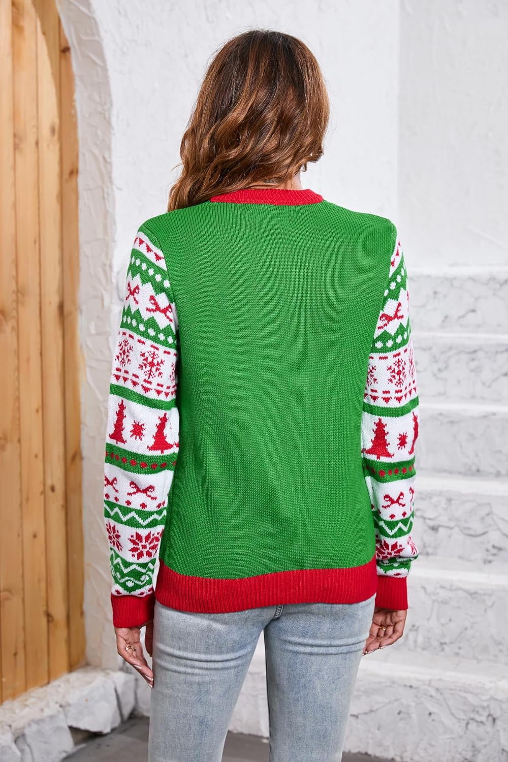 LUBOT Ugly Christmas Sweaters for Women Cute Fuzzy Funny Wintertime and Holiday Parties Knitted Pullover Sweater