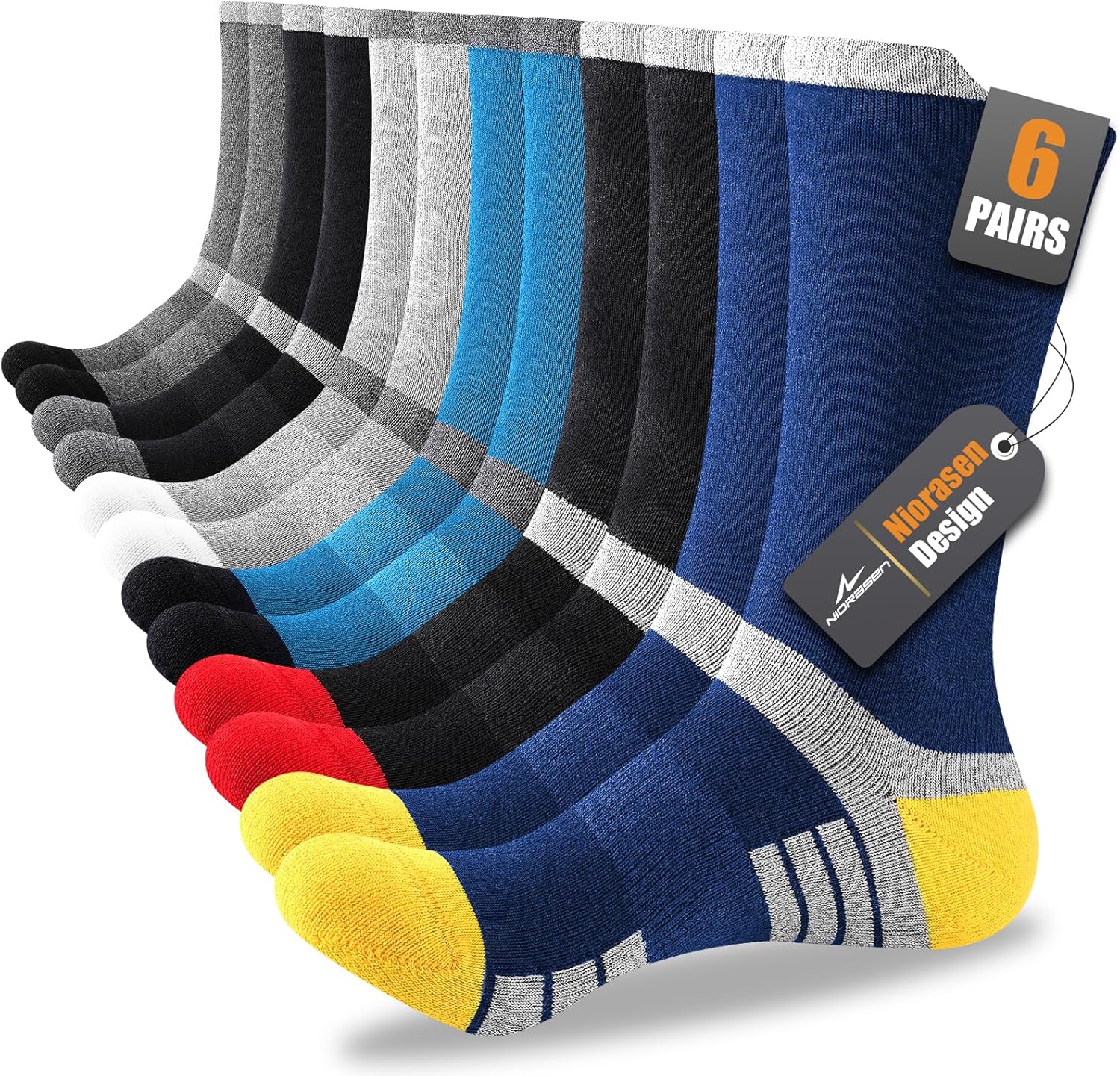 6 Pairs Men’s Cotton Crew Work Boot Socks, Moisture Athletic Sports Socks for Hiking Running Workout 6 Pairs Men’s Cotton Crew Work Boot Socks, Moisture Athletic Sports Socks for Hiking Running Workout