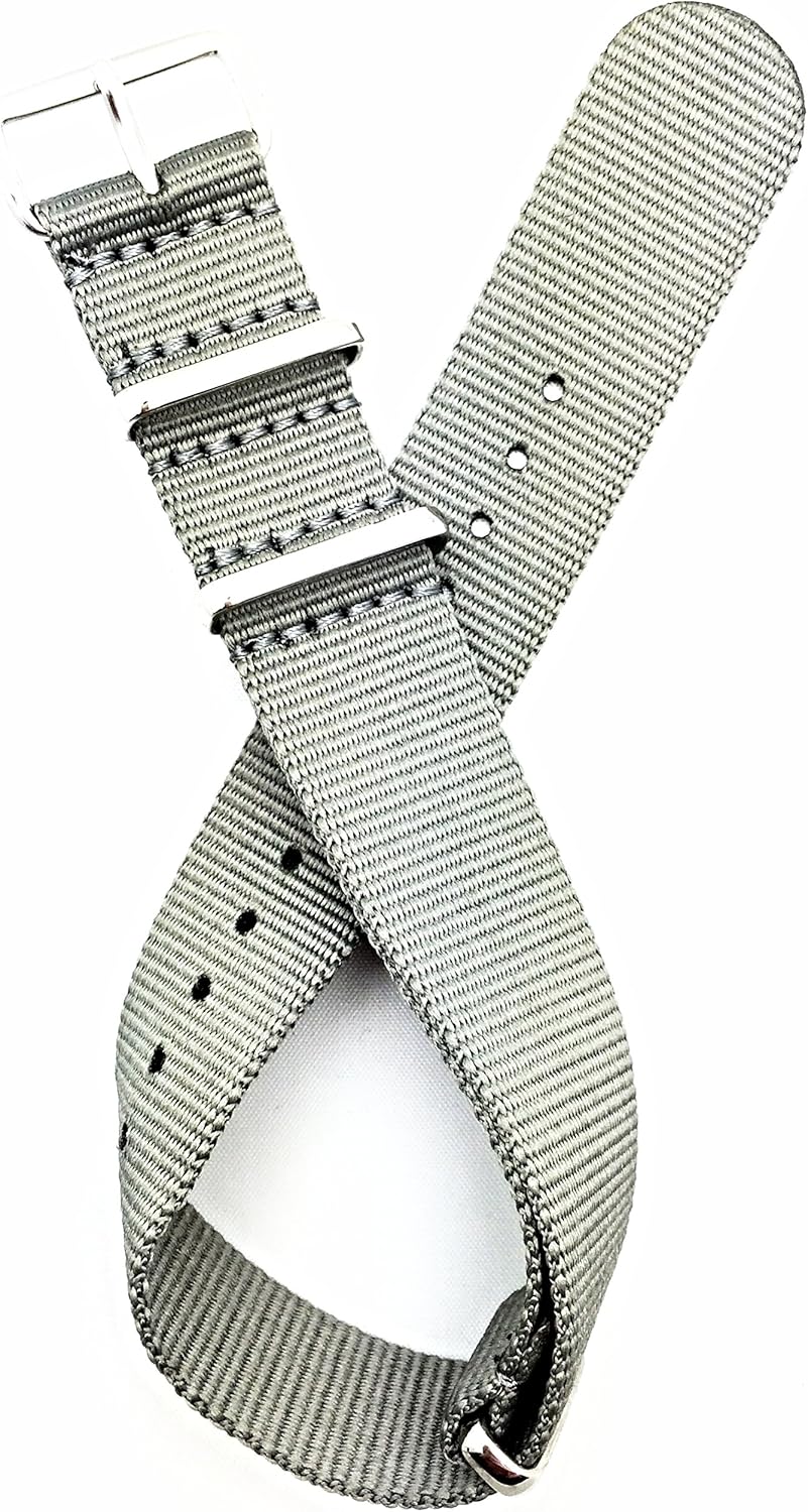 NewLife 20mm Gray, Military Style Nylon Fabric Watchband | Vintage, Heavy Duty Replacement Wrist Watchstrap that brings to Any Watch for Men and Women