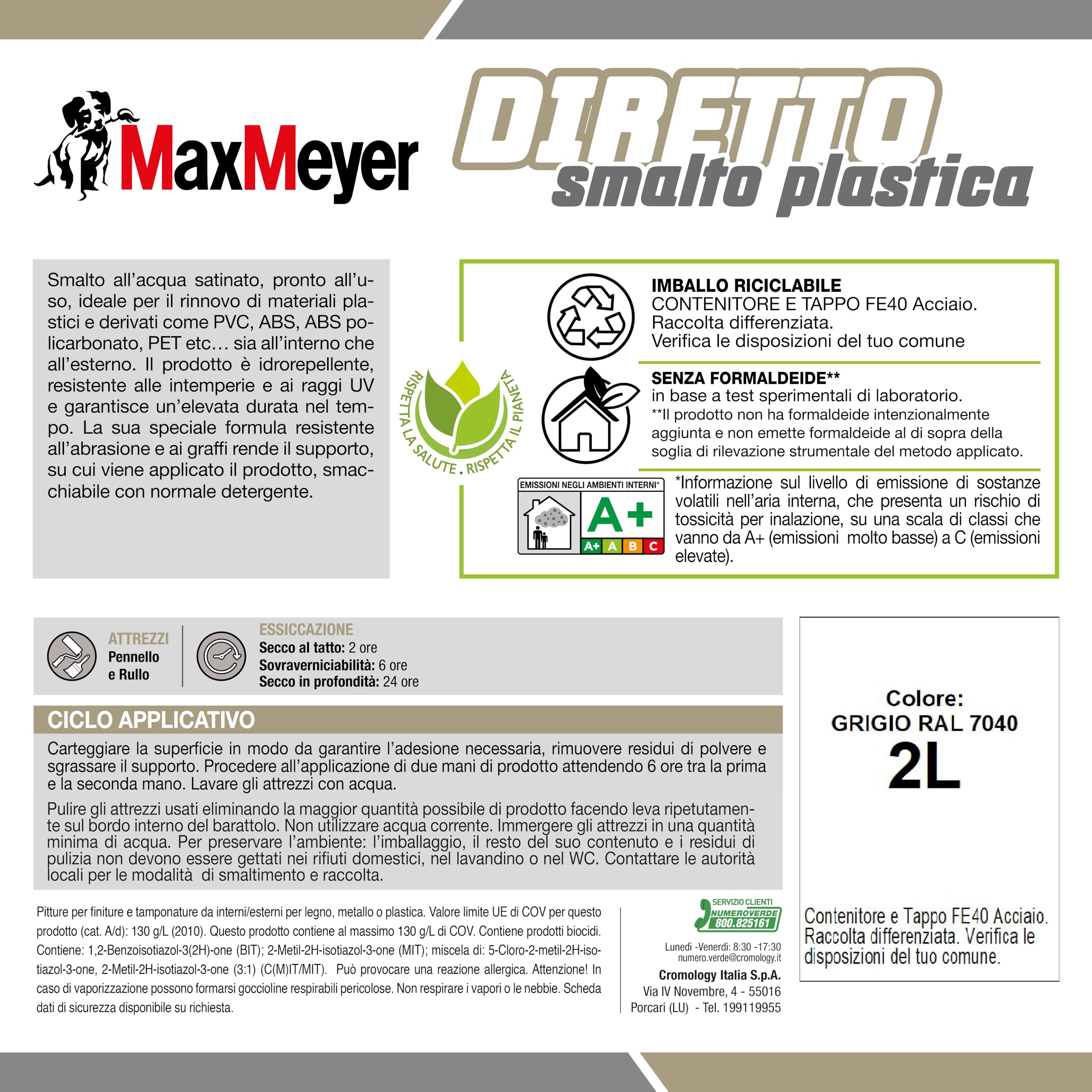 MAXMEYER Diretto Plastica R7040 Grigio 2 L