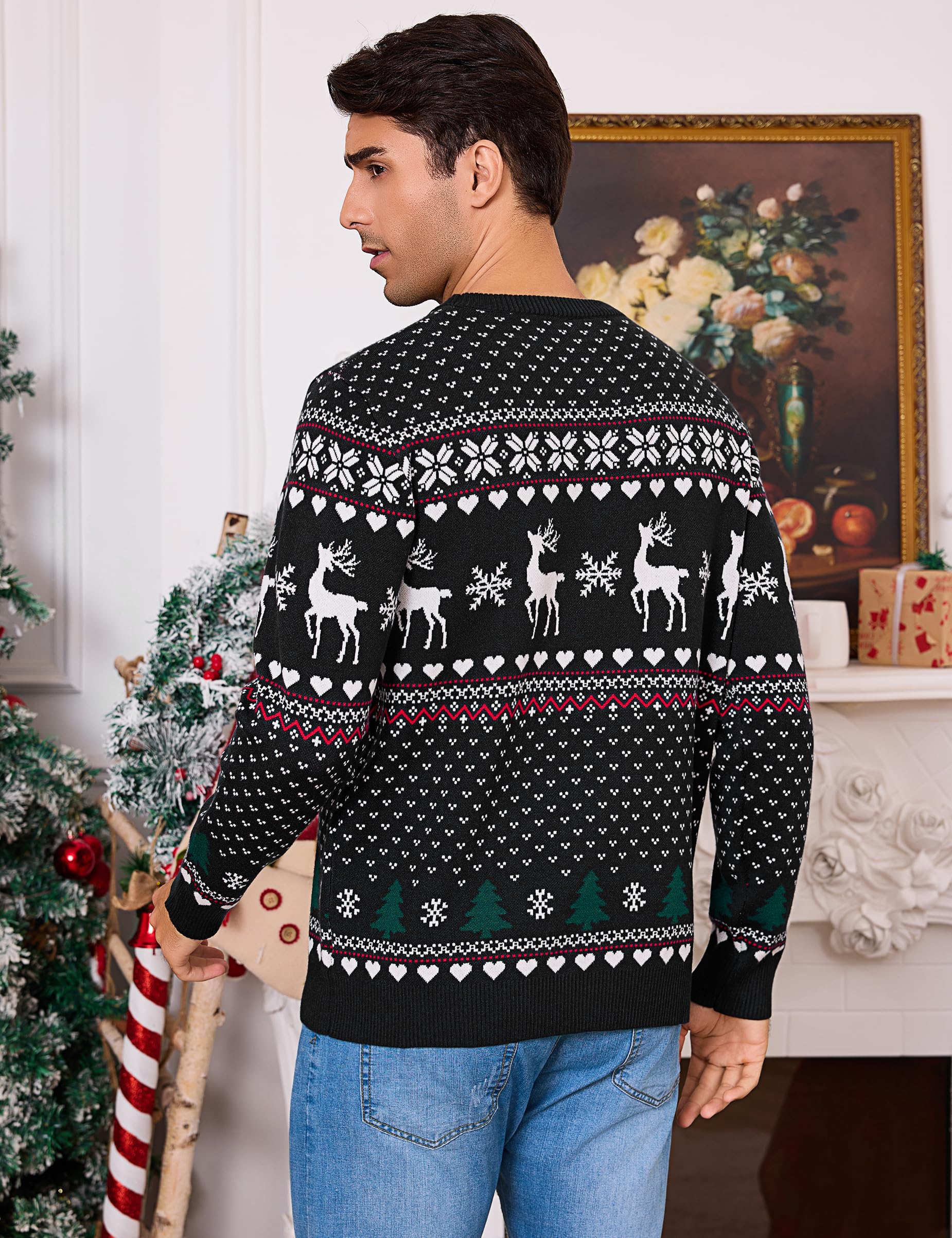 Bresdk Weihnachtspullover Herren Weihnachtspulli Hässlich Ugly Christmas Sweater Rundhals Pullover Langarm Winter