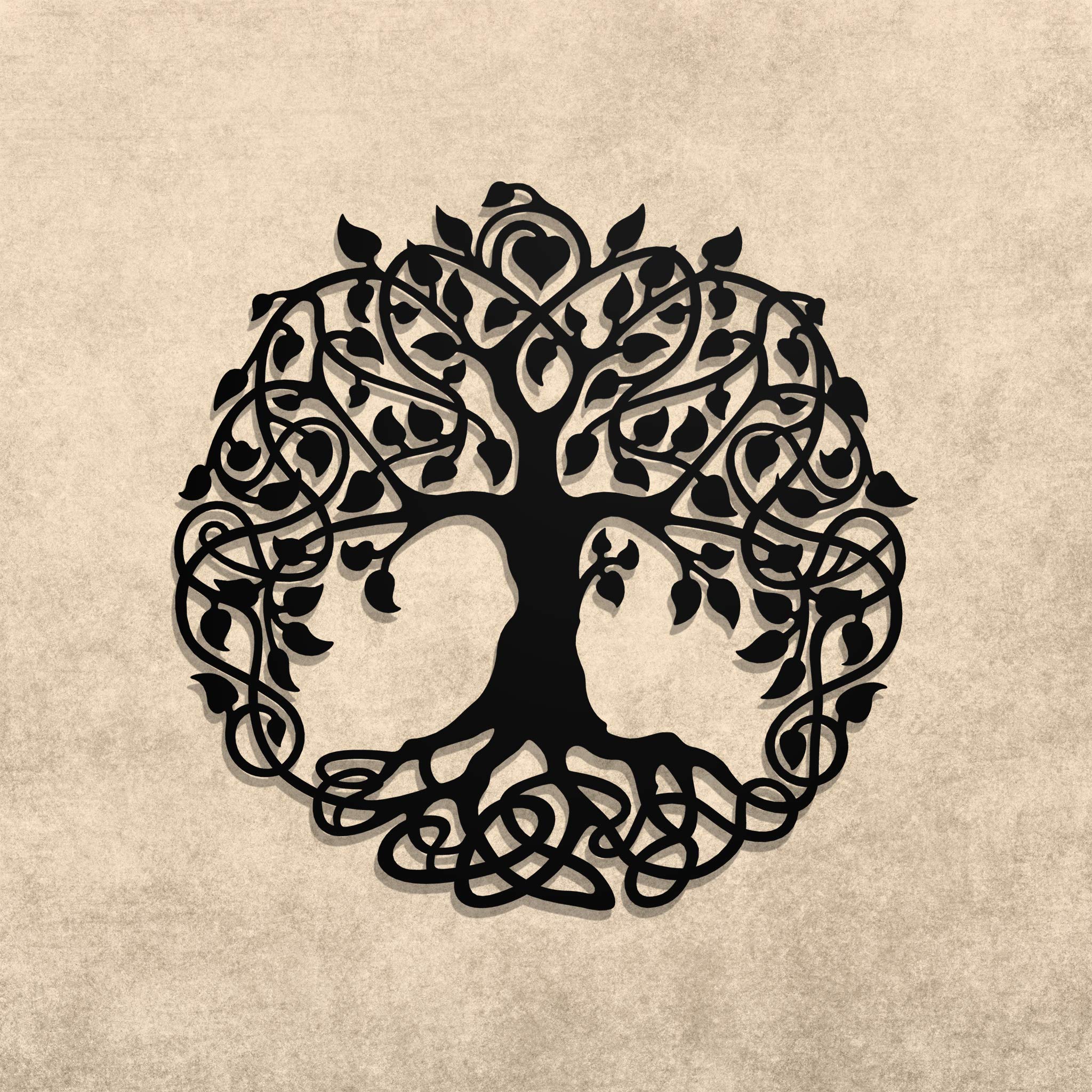 Steelmonks Árbol de la vida – Un cartel de metal único para los amantes de la naturaleza, decoración de jardín (75 cm, gris claro (RAL 9006)