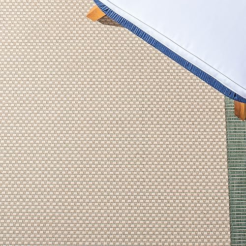 Miniatura 4 de SAFAVIEH Courtyard Collection - Alfombra decorativa de 4 x 5 pies 7 pulgadas, beige y verde oscuro, no desprende pelusa y de fácil cuidado, para