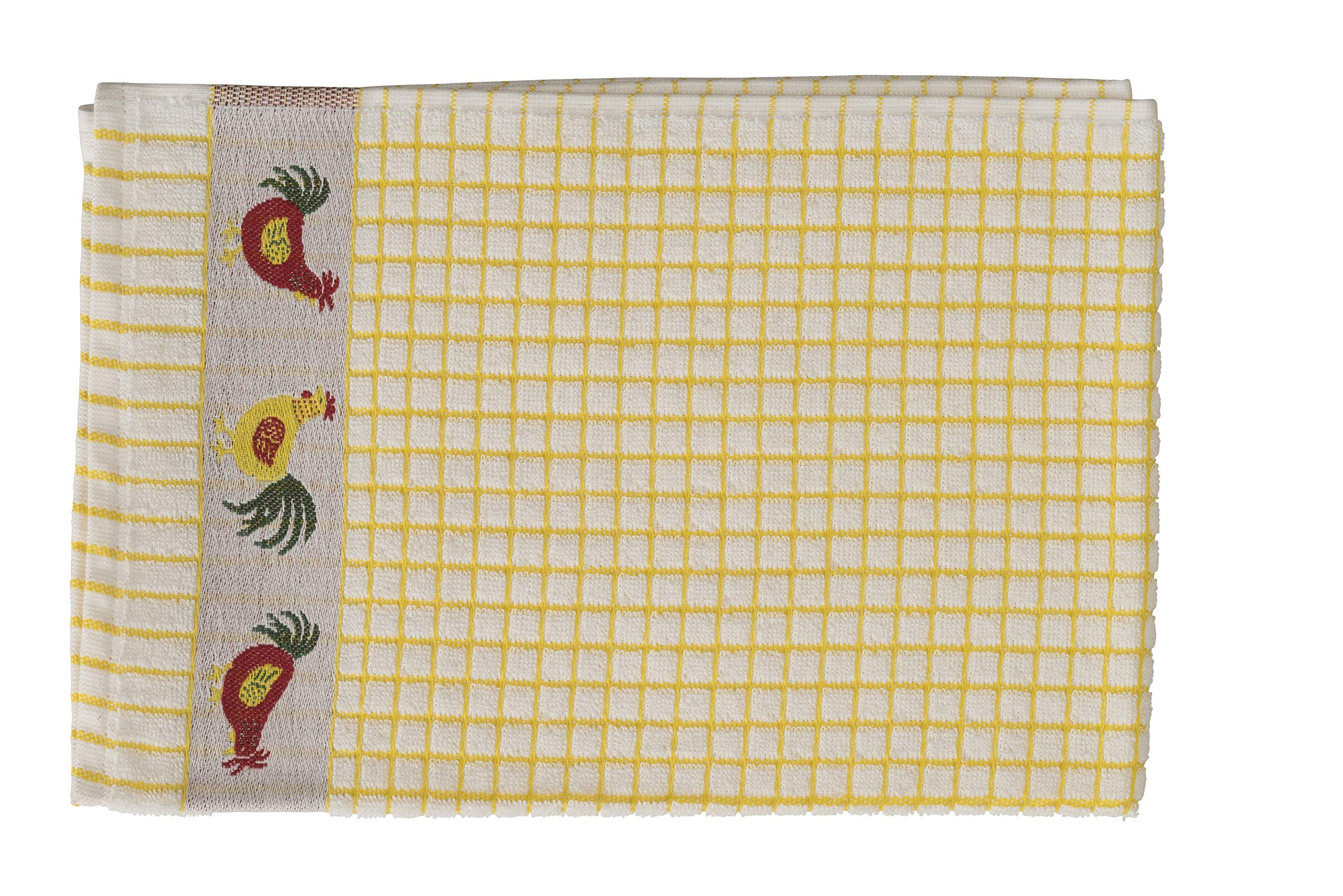 Samuel Lamont & Sons Poli-dri Jacquard Tea Towel Yellow Chickens, Size 50cm x 70cm, 100% Cotton Terry Towelling, Ultra-absorbent & Super Soft, Machine washable, Yellow, One Size