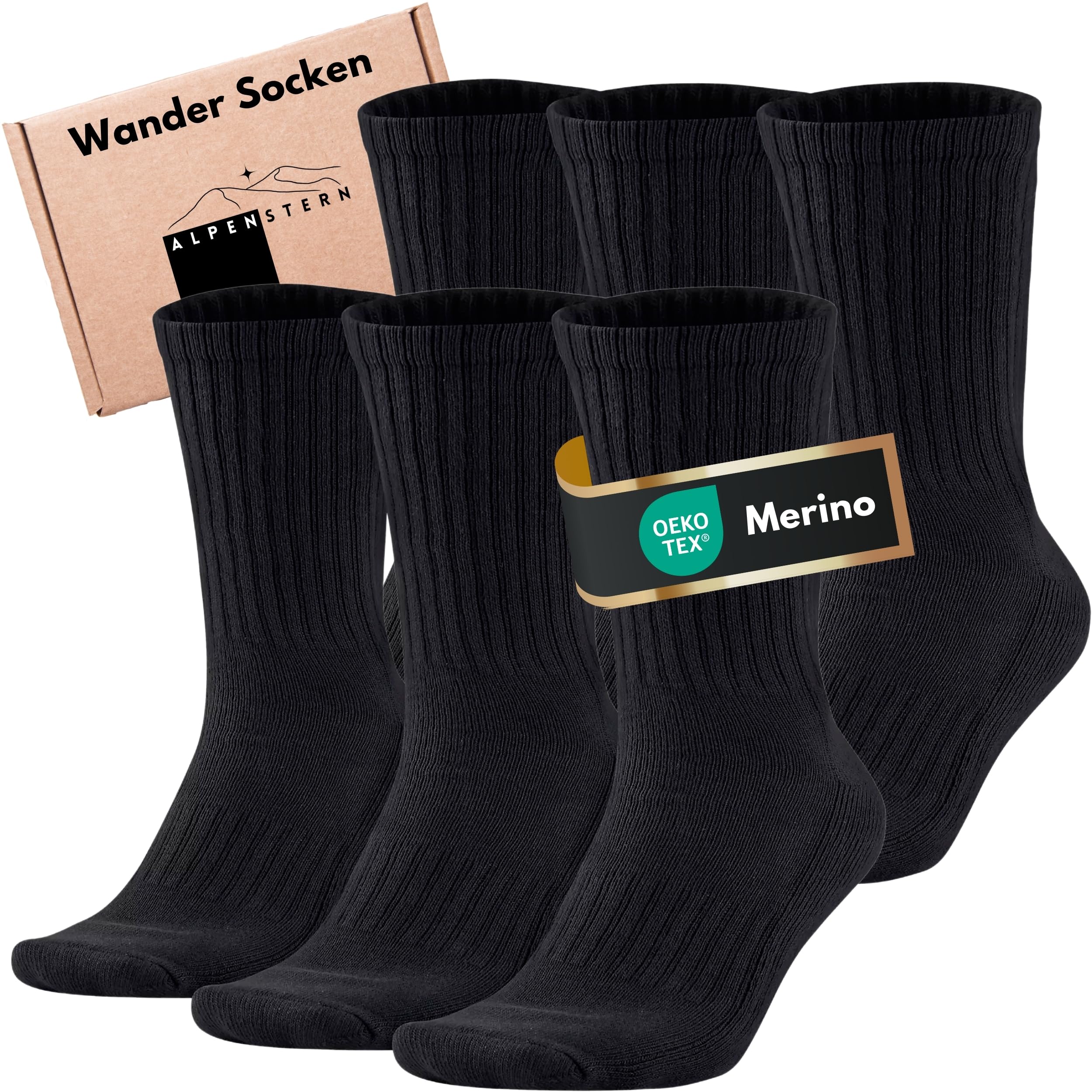Alpenstern® Merino Wandersocken für Damen & Herren, Sommer & Winter Trekking-Socken, Wollsocken aus Merinowolle Anti-Blasen Outdoor Sport