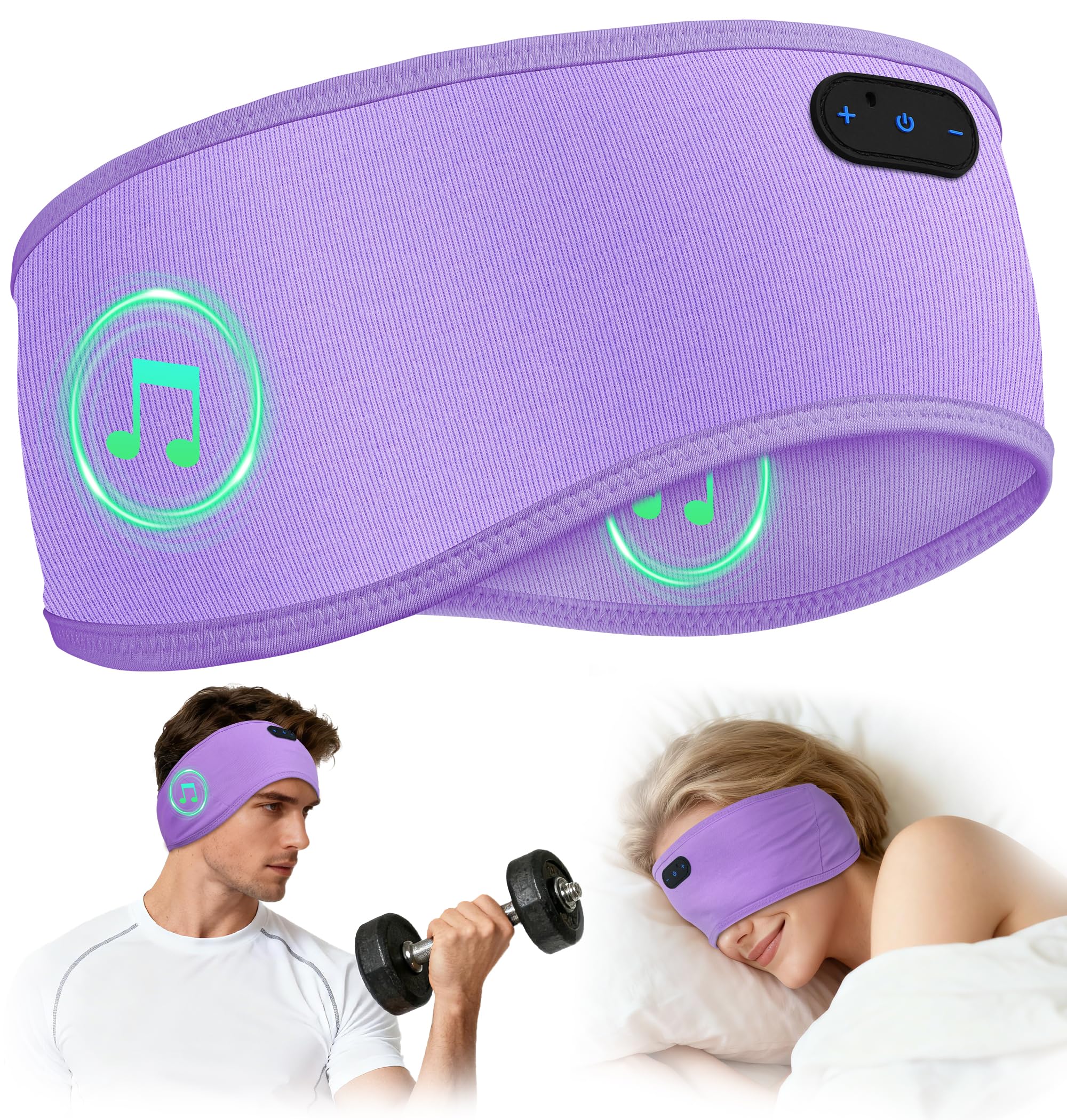 MUSICOZY Schlafkopfhörer Stirnband Bluetooth,Verbessert Kopfhörer Stirnband aus hautfreundlicher Bambusviskose für Schlafen & Sport, kabellose Kopfhörer zum Schlafen für Männer Frauen