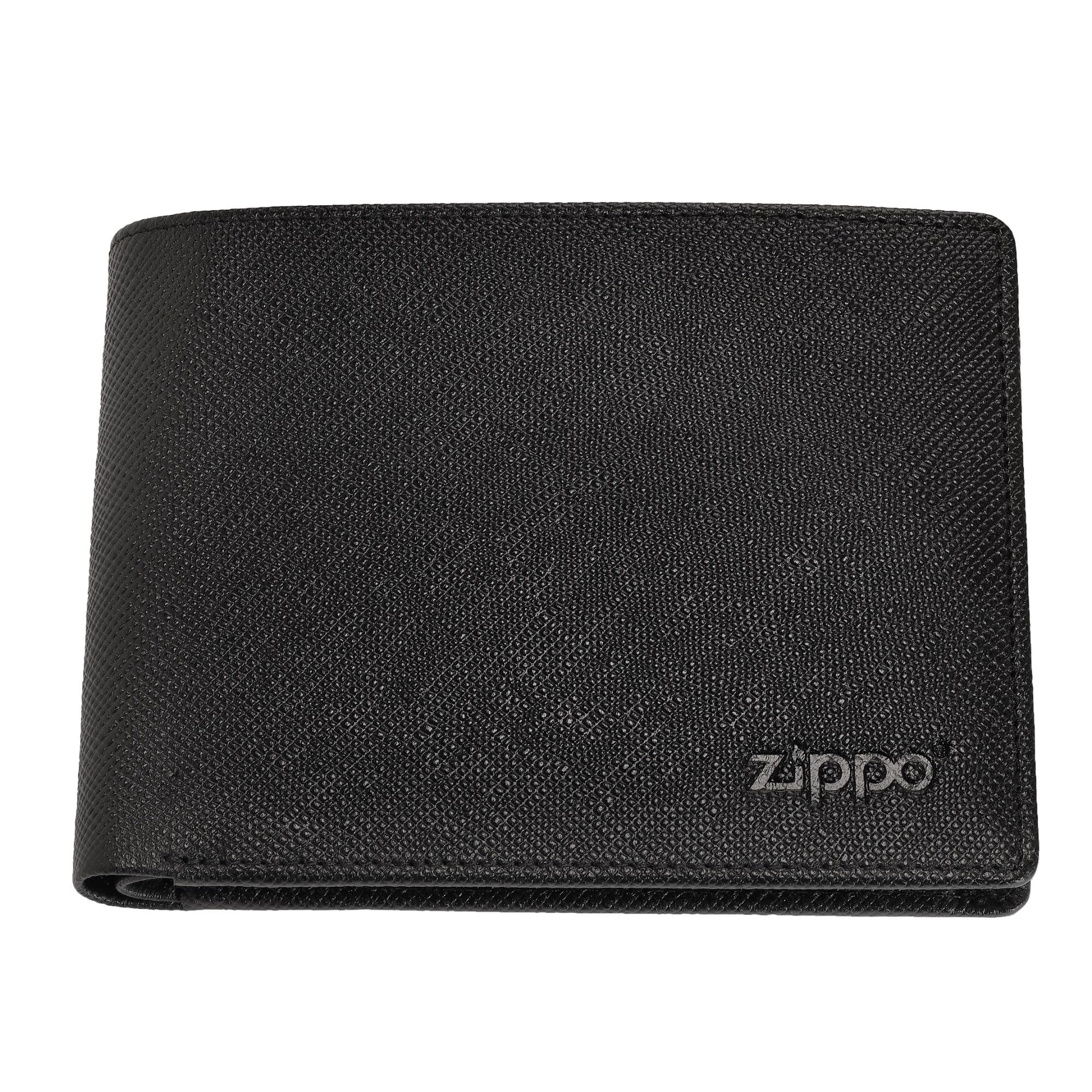 Zippo Geldbörse - Saffiano-Leder - Schwarz - Portemonnaie für Damen und Herren - Portmonee mit RFID-Schutz - Münzfach - Ideal für Karten und Scheine