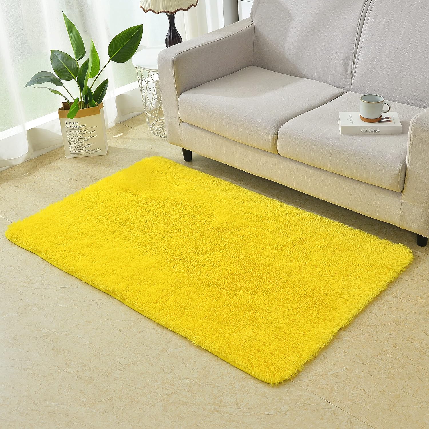 GAI LO Beautiful Living Room Rug Set Faux Fur Anti Slip