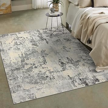 LUXE WEAVERS Abstract Gray 8x10 Area Rug, High Low Distressed Effect Carpet