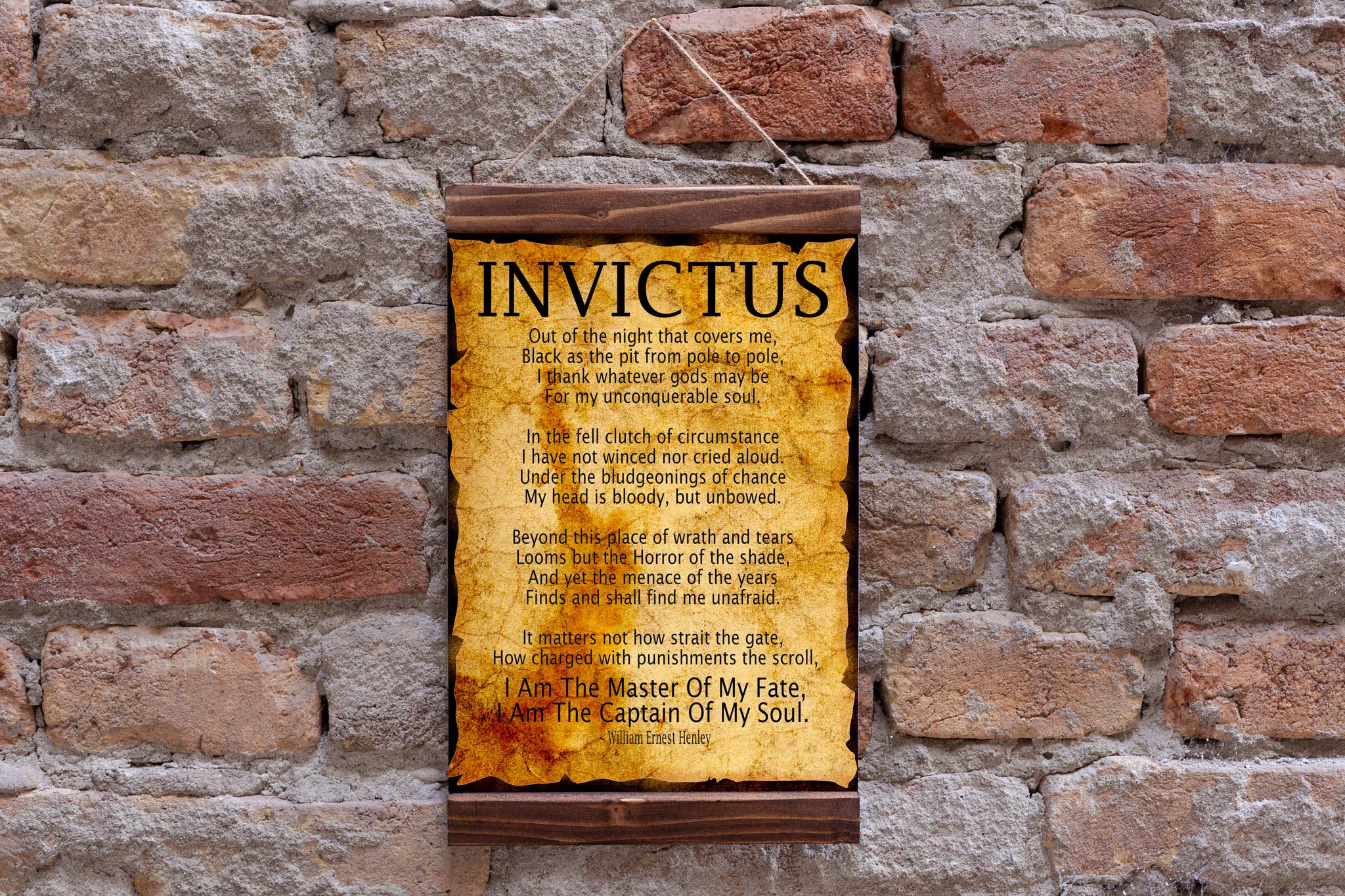 Invictus Poem Invictus Wood Framed Canvas Print, by William Ernest Henley Captain of My Soul Master of My Fate (11.8x15.7 Inches)