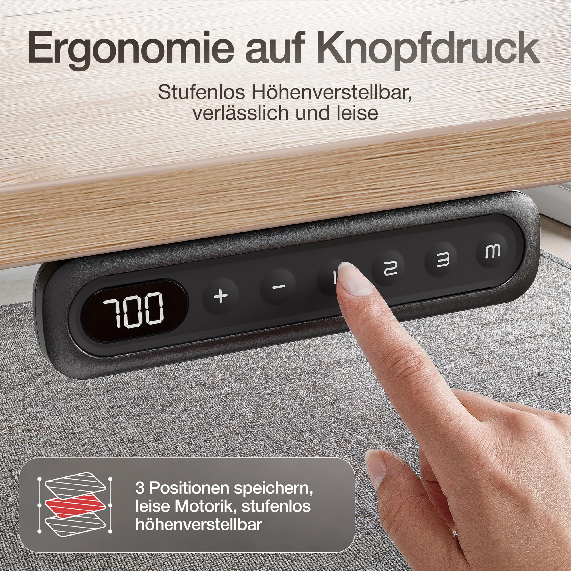 ASSMANN Höhenverstellbarer Schreibtisch elektrisch, 160x80cm, TÜV-geprüft