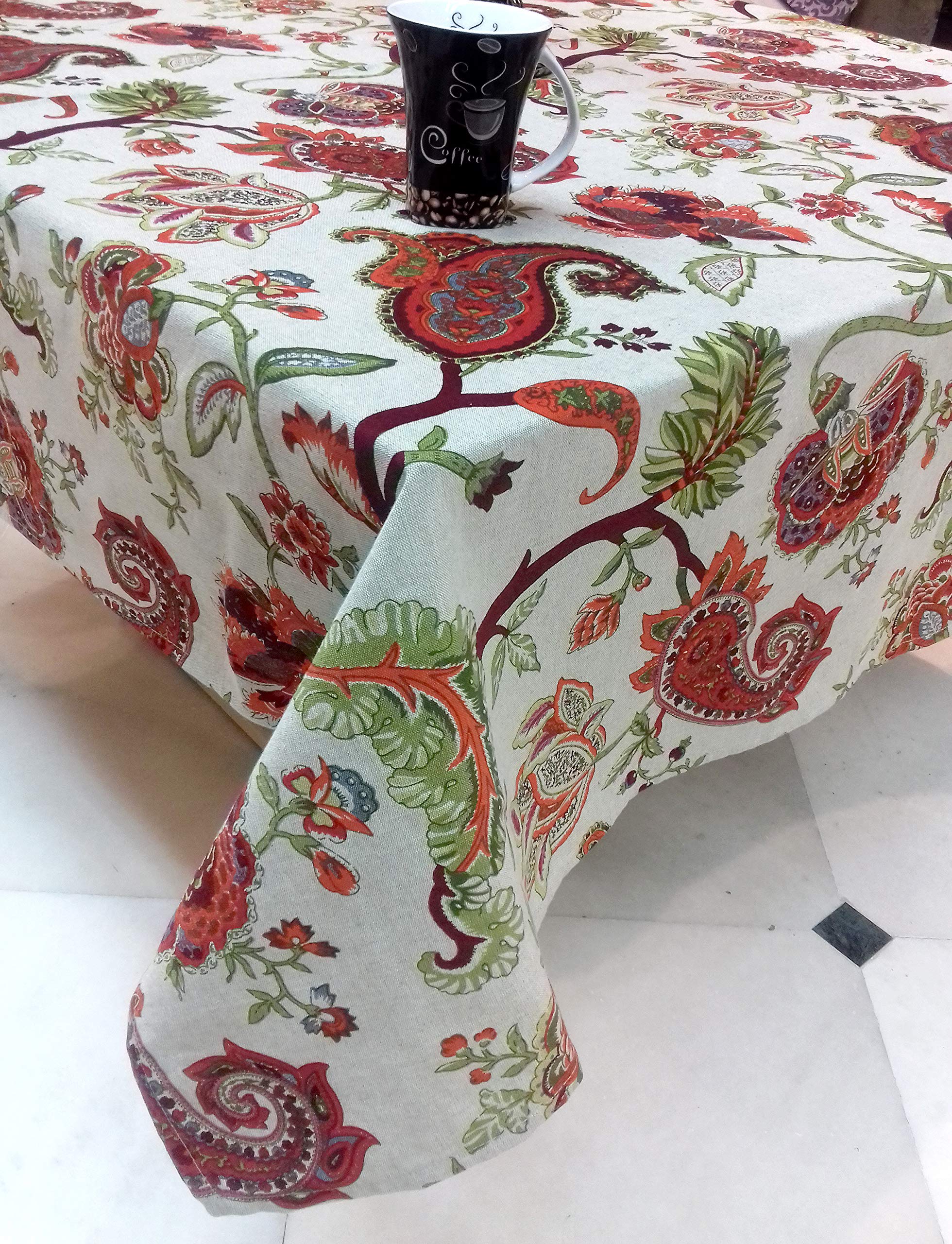 Arohi Cotton Tablecloth Dining Table Cover Square Table Cover 4,6 Seater Table Cover (65 x 65 inch)