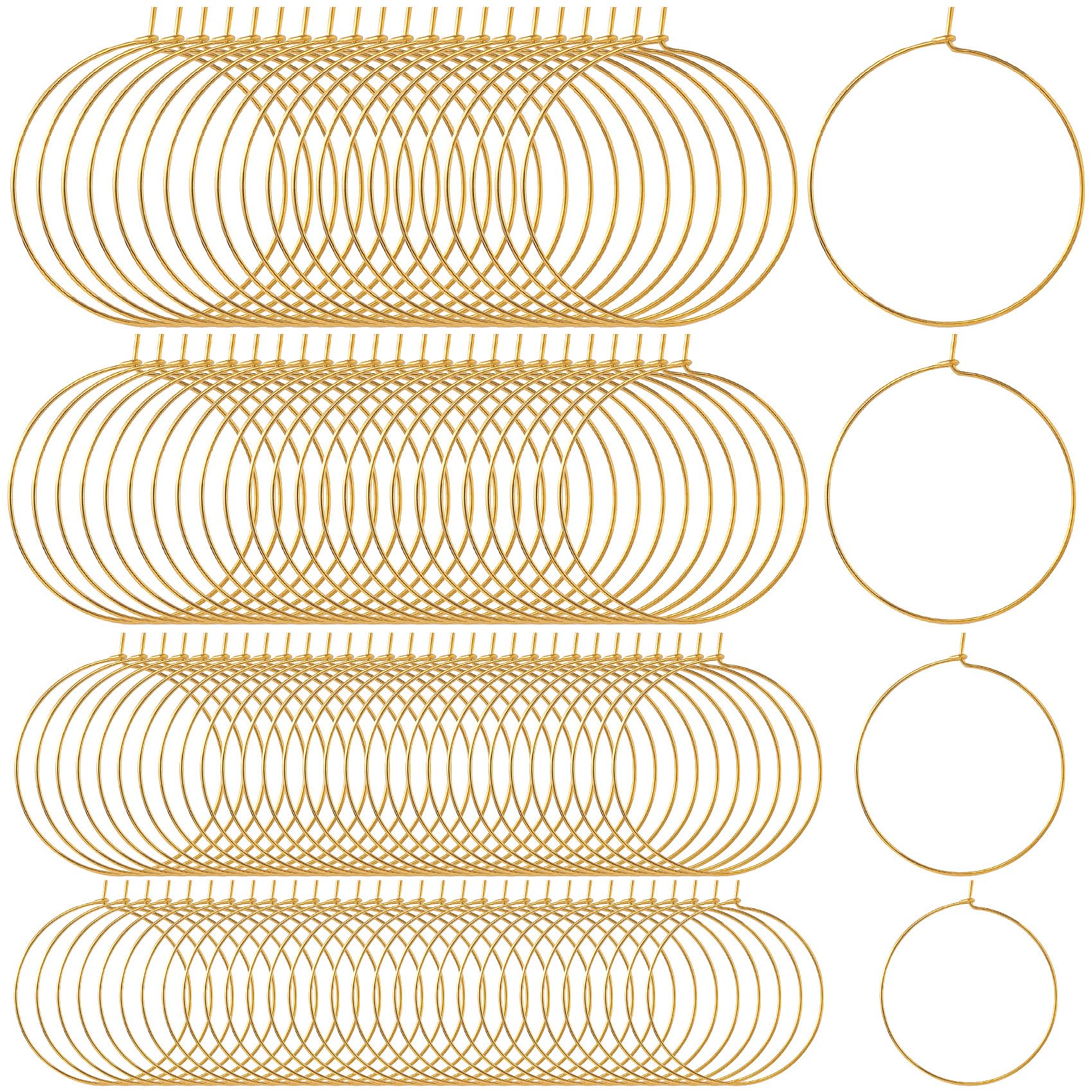 OIIKI 120PCS Earring Beading Hoops for Jewelry Making, 4 Sizes Gold Plated Hoop Earring Findings, Open Hoops, Metal Earring Rings, Round Earring Beading for DIY Jewelry Crafts for Women