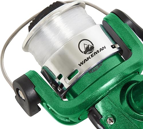 Miniatura 10 de Wakeman - Combo de caña de pescar y carrete, poste de fibra de vidrio fundido giratorio de 6 pies preenrollado con línea de prueba de 10 libras,