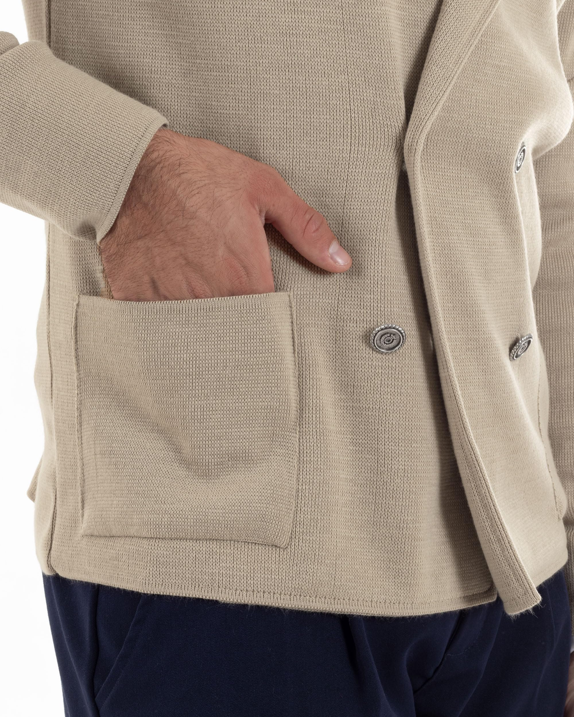 Cardigan Uomo Doppiopetto Giacca con Bottoni Maglia Lavorata Maglioncino Tramato Casual Vari Colori