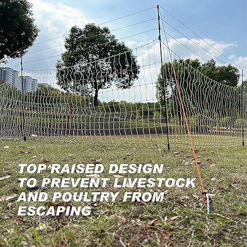 Miniatura 6 de Valla de red eléctrica para aves de corral, 41.3 pulgadas de alto (se puede elevar a 53.1 pulgadas de alto) x 98.5 pies de largo para pollo, oveja,