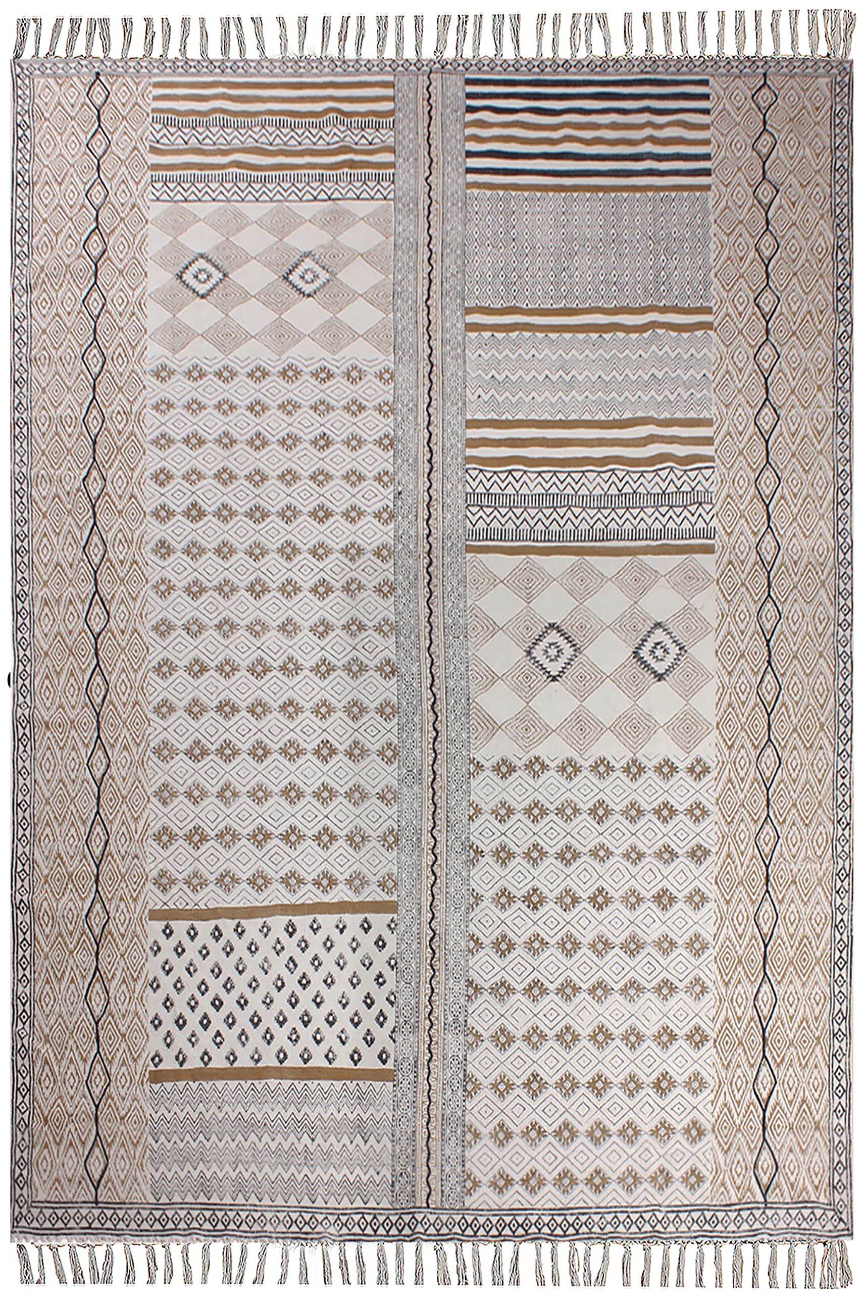 Tapis fait à la main en coton Dhurrie au tissage plat 80x300cm