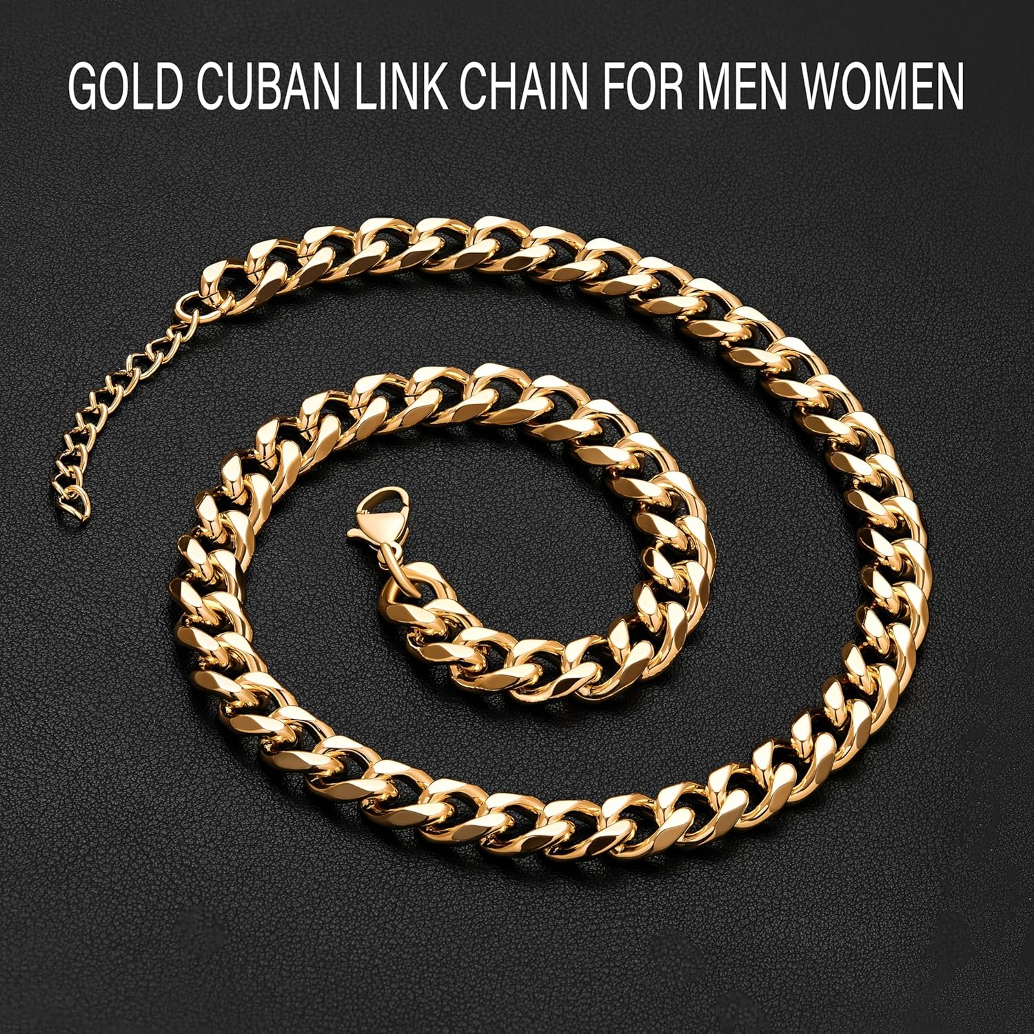 WomenGifts Cuban Link Chain Necklace for Women Men, Waterproof Stainless Steel 14K Gold Silver Plated Non Tarnish Choker, 3.5mm-11mm Widths form Dainty to Chunky, 14 16 18 Inch Lengths, Ideal Gift for Layering Stacking - Image 6