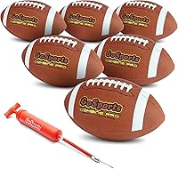 GoSports Combine Football 6-Pack: Regulation Size NFHS/NCAA Composite Leather Balls for High School & College Training