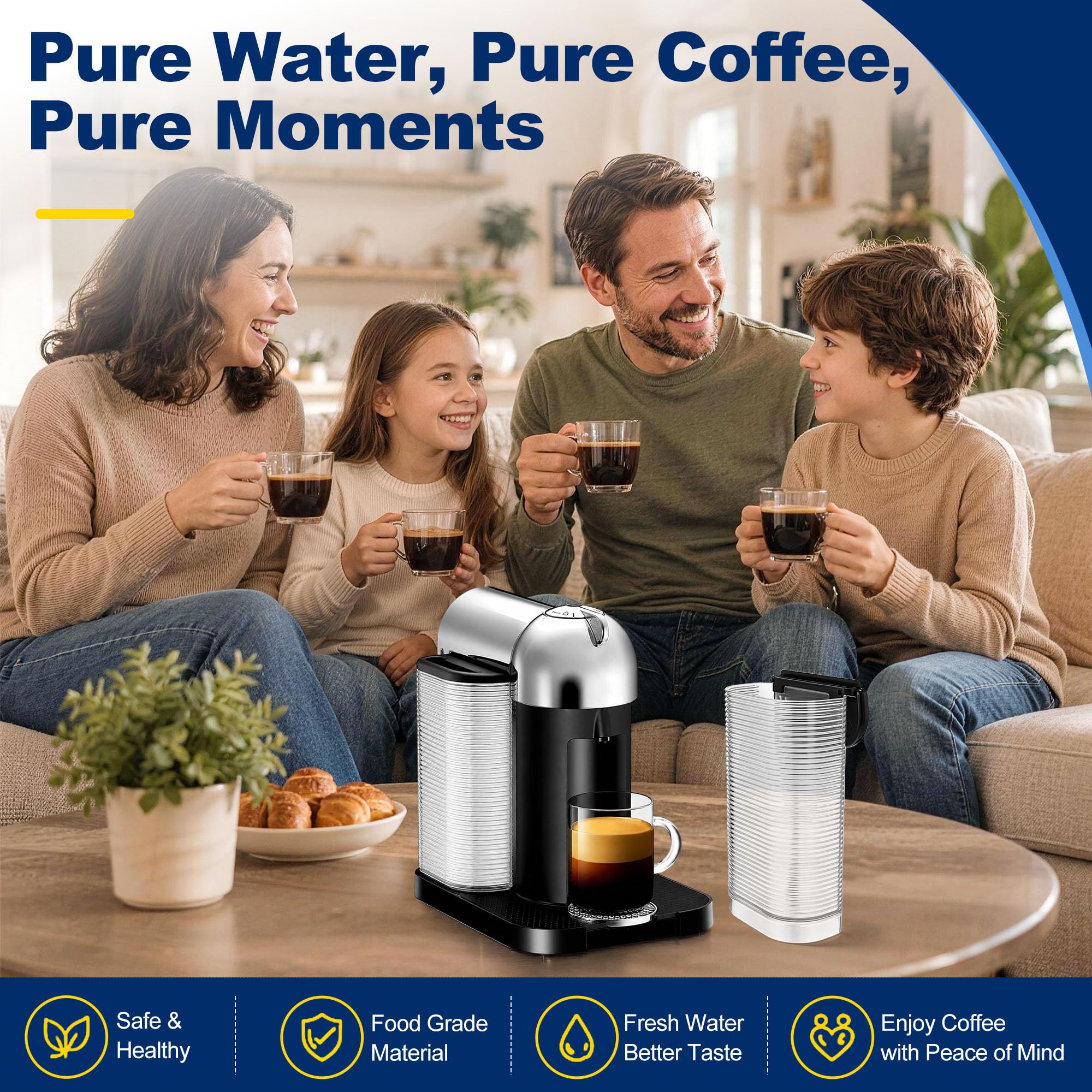 Feekoon Depósito de agua de repuesto compatible con cafetera espresso Nespresso Krups Breville Vertuo, compatible con cafetera Nespresso Vertuo XN9018 XN901840 BNV220, 1.2L