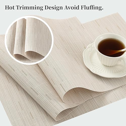 Miniatura 31 de Leetaltree - Manteles individuales, resistentes al calor, antideslizantes, para mesa de comedor, lavables, duraderos, tejido de PVC