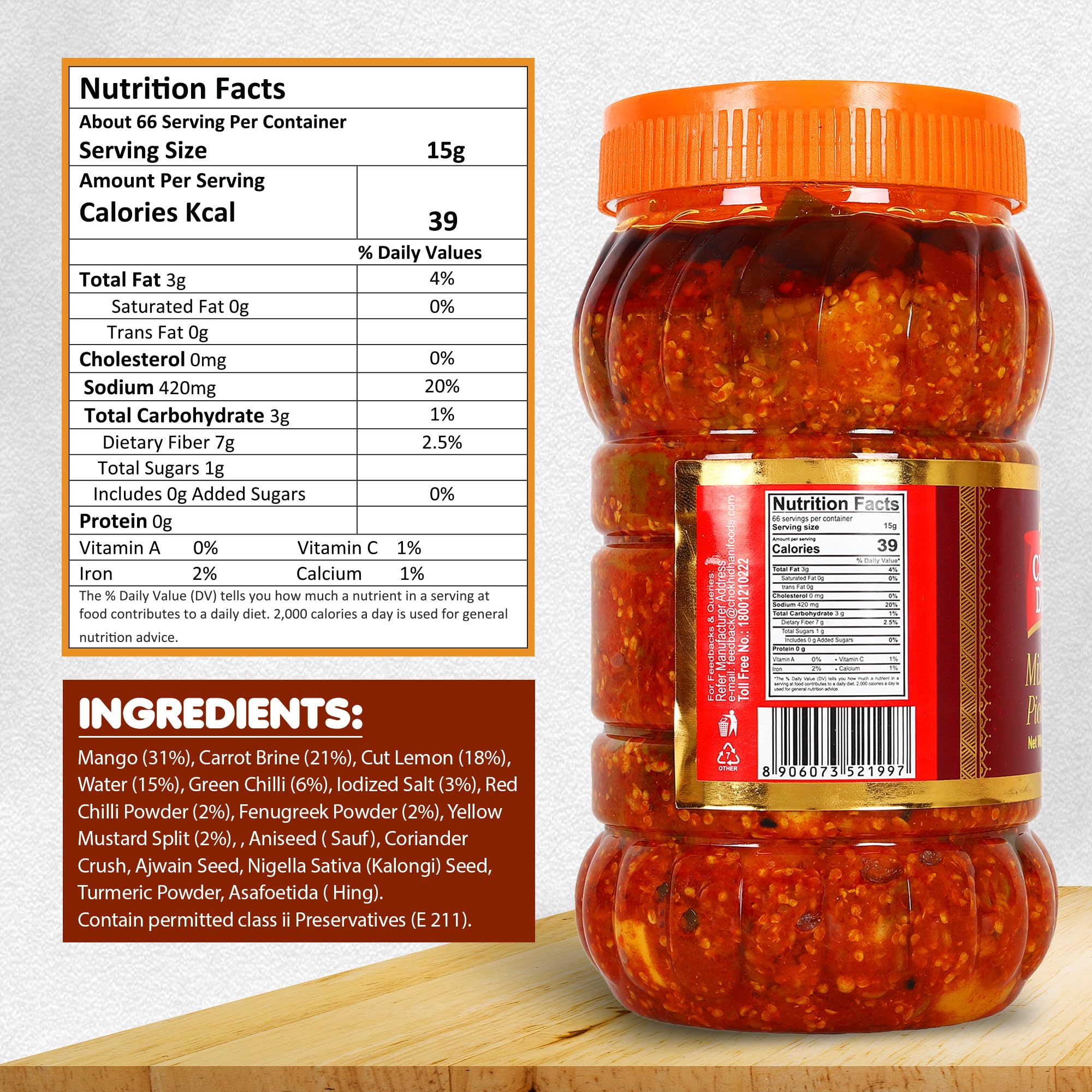 Chokhi Dhani Mixed Pickle 1kg | Mango, Lime, Carrot & Chilli Achar | Spicy & Tangy Indian Pickle | Traditional Homemade Style 4