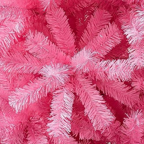 Vista 3 de National Tree Company First Traditions - Árbol de Navidad de color pop, rosa, 7.5 pies