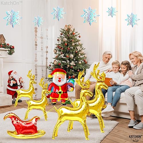 Miniatura 5 de KatchOn Globos de reno de Feliz Navidad, paquete de 12 | Globos de Mylar para decoraciones navideñas de renos