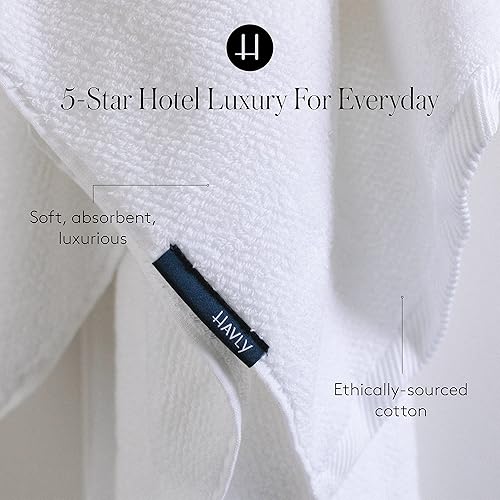 Miniatura 4 de Havly  Toallas de baño turcas de lujo extragrandes  30 x 58 pulgadas  Tejido Wunderweave de secado rápido  Lazo de color característico  1000