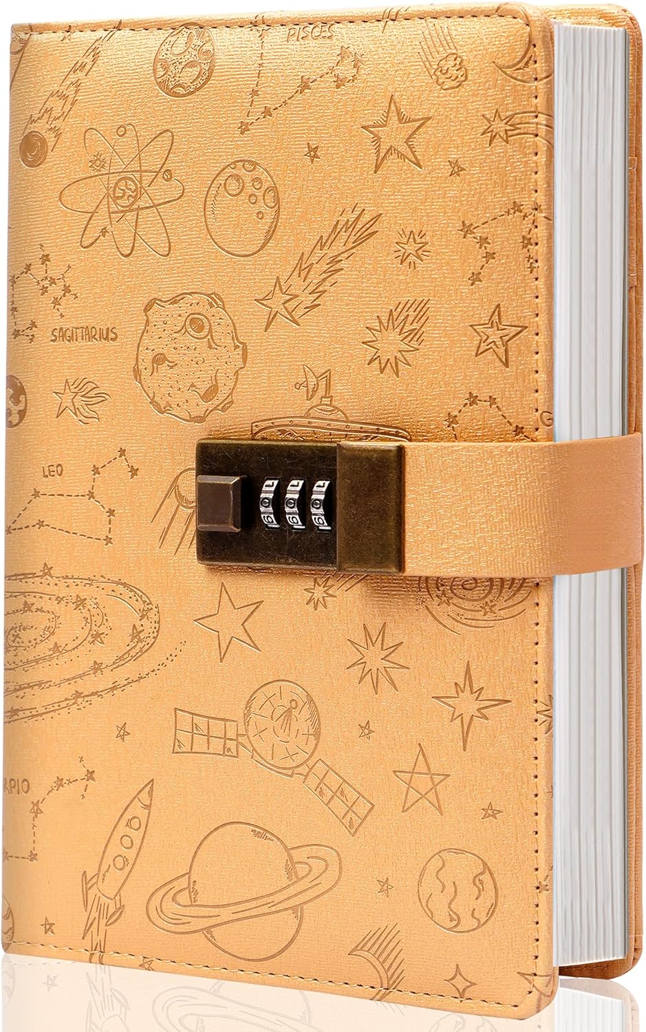 Lock Journal Leather Journal with Lock Girls Diary with Lock Combination Passwords Women Secret Diary with Pen Holder Refillable Locking Journal Notebook for Teens Adult 5.5 X 7.8 in, Sky Blue