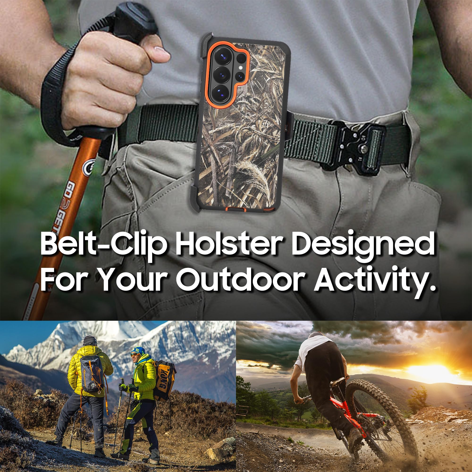 Funda compatible con Samsung Galaxy S26 Plus con protector de pantalla integrado, funda de clip para cinturón, resistente a los golpes, cubierta resistente de cuerpo completo, camuflaje