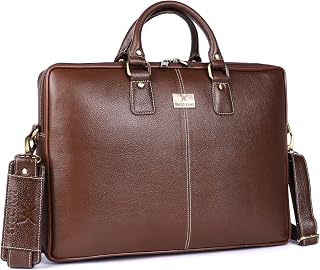 makoras Genuine Leather Office Bag for Men | 15.6 Inch Laptop Messenger Bag | Professional Leather Briefcase with Adjustab... Price In India