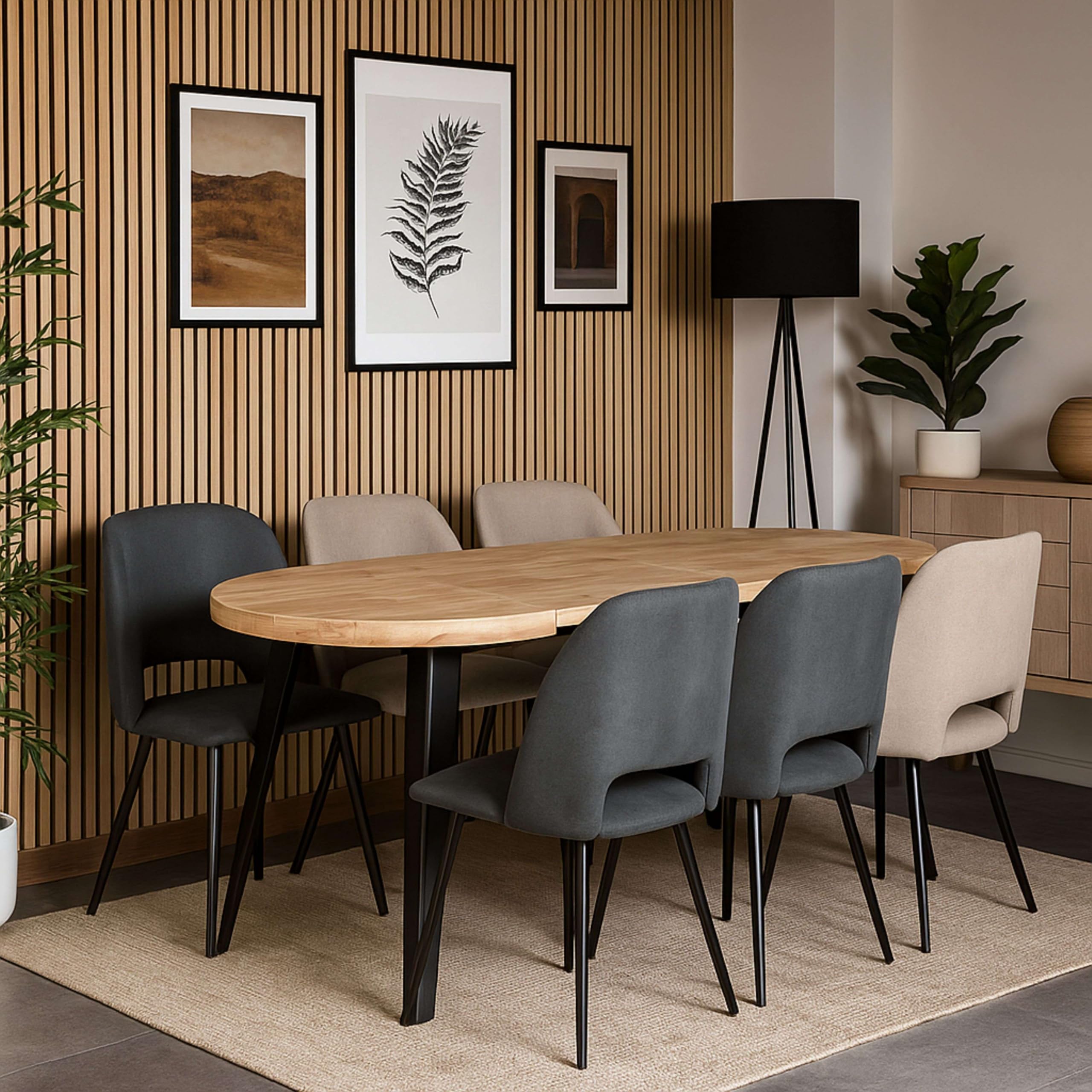 Miroytengo Mesa de Comedor Extensible Redonda Berg 3 Posiciones hasta 6 comensales 80/120/160x80x76 cm