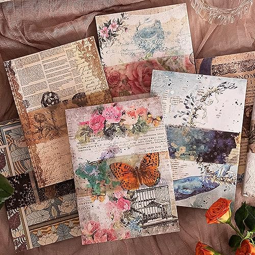 400 hojas de suministros de papel para álbumes de recortes, materiales de papel vintage para álbumes de recortes para suministros de diario