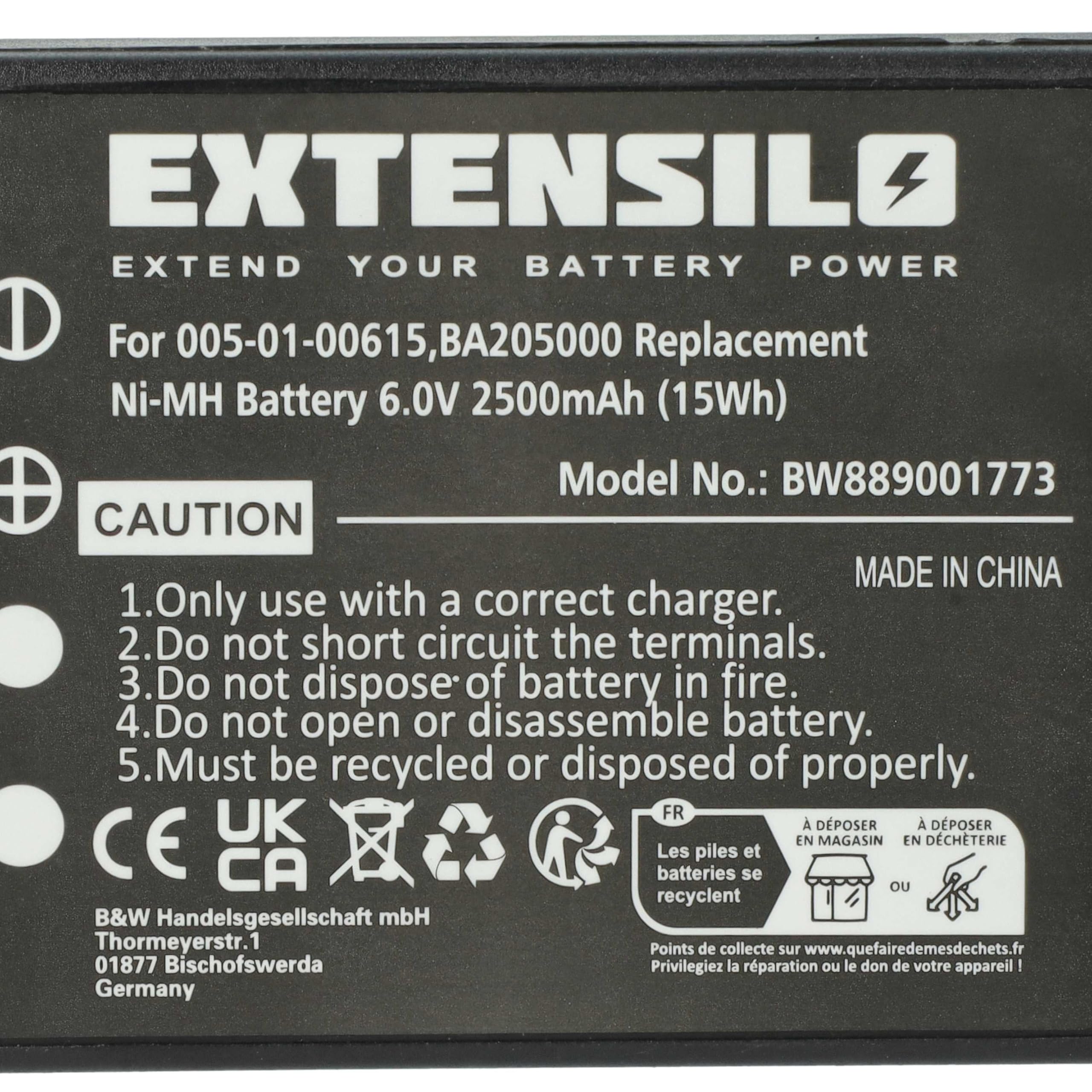 5X bateria zastępuje HBC 005-01-00615, BA205000, BA205030 do pilotów przemysłowych (2500 mAh, 6 V, NiMH) - czarny