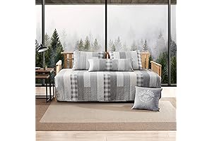 Eddie Bauer Daybed Set, 4-Piece Cotton Bedding for All-Season Comfort (Fairview Grey)