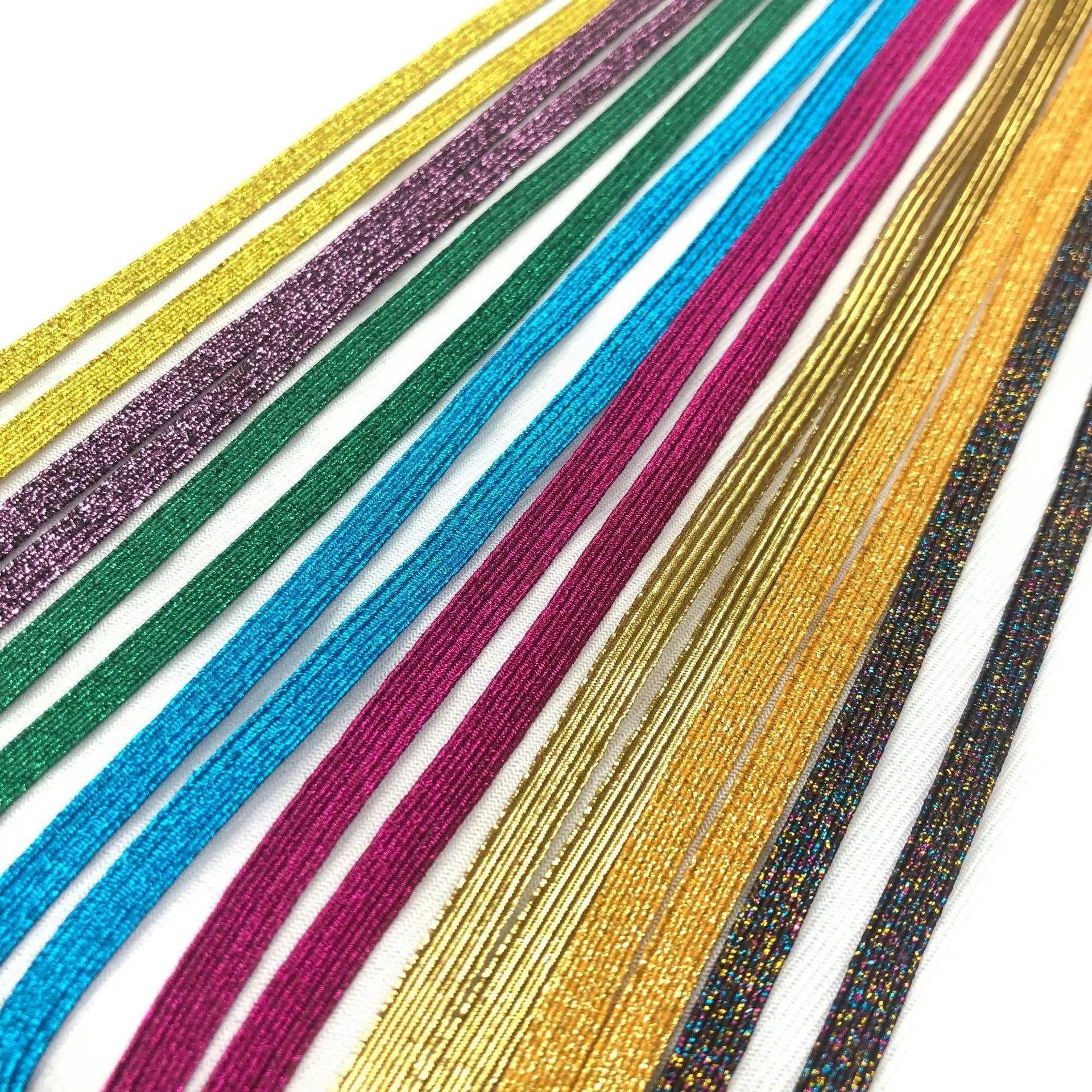 Venta al por mayor de 1 a 4 rollos de bandas elásticas brillantes de 3,0 mm y 6 mm para vestidos, pantalones, faldas, costura artesanal, ropa de baile, cinturón elástico brillante, 3 a 6 mm, 2