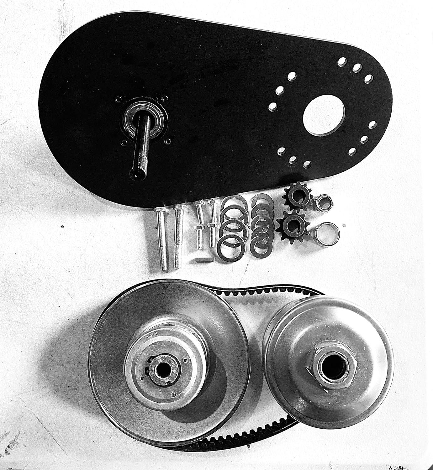 Blast LED - Predator 420CC Go Kart Torque Converter Kit: 40 Series Mounting back plate, 1" Driver, Driven Pulley, Belt, Mounting Hardware (7/8" Driven pulley)