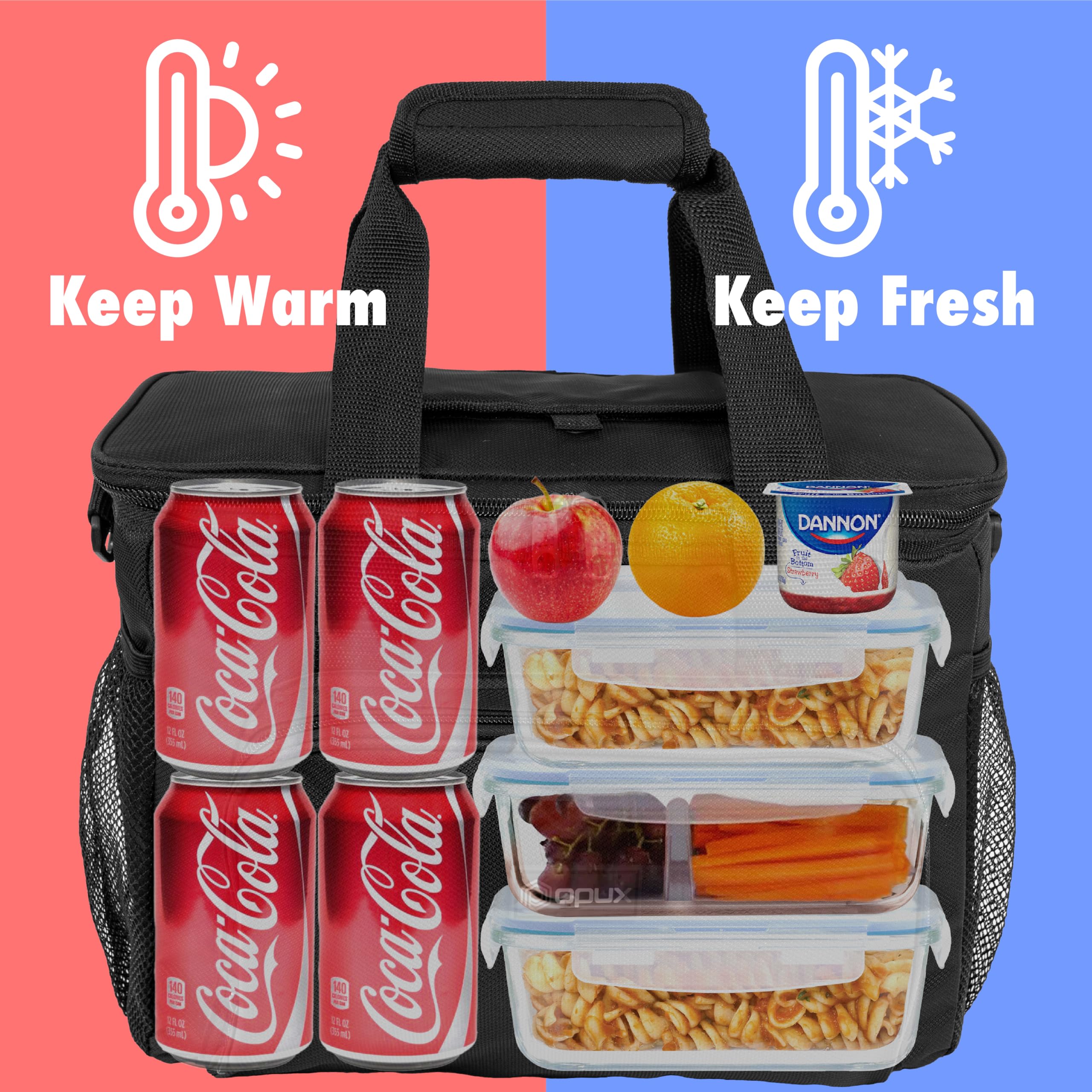 OPUX Borsa termica morbida, isolata, pieghevole, per uomo, lavoro, campeggio, spiaggia, viaggi, portatile, morbida, a prova di perdite, impermeabile, grande borsa per il pranzo con tracolla, 30