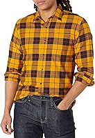 Vista 71 de Yaxa Essentials Camisas de franela de manga larga para hombre, corte ajustado, a cuadros con botones