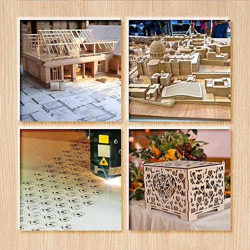 Miniatura 6 de Paquete de 36 hojas de tilo, tablero de madera contrachapada de 18 pulgadas, madera sin acabar, madera contrachapada de 0.118 in para corte láser,