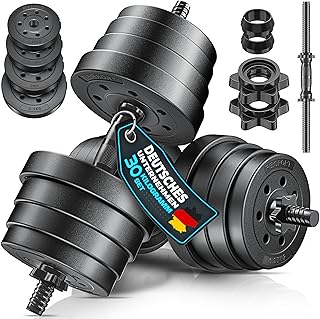 RE:SPORT Set of 2 Adjustable Dumbbells 15/20/30/40 kg | Dumbbell Set with 2 Dumbbells | Dumbbell with Weights & 4 Spinlock…