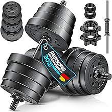 Set of 2 Adjustable Dumbbells 15/20/30/40 kg | Dumbbell Set with 2 Dumbbells | Dumbbell with Weights & 4 Spinlock Collars | Fitness Dumbbell for Muscle Building, Workout & Home