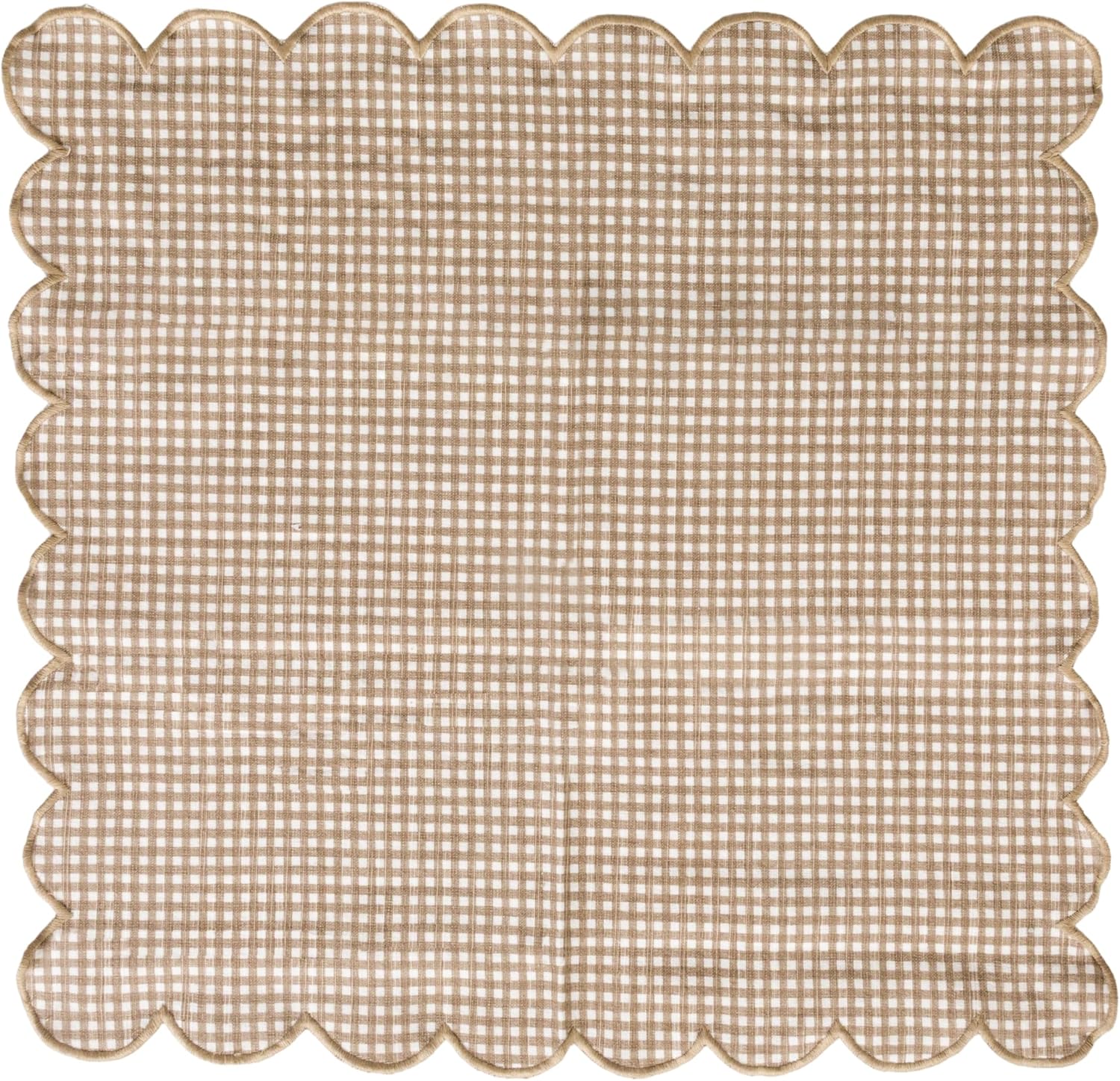 Creative Co-Op 4-Piece Cotton Printed Scalloped Napkin Set with Check Pattern, Multicolor