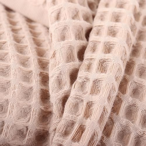 Miniatura 7 de Püskül - Juego de 4 toallas de punto gofre para baño, algodón turco orgánico de primera calidad, 2 toallas de mano y 2 toallas de baño (beige)