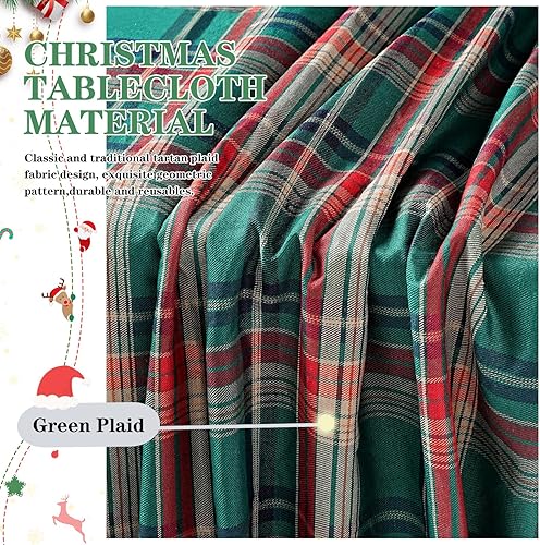 Miniatura 3 de Camino de mesa de Navidad, 2 paquetes de 13 x 84 pulgadas, caminos de mesa de Navidad a cuadros verdes para comedor, invierno, decoración de mesa