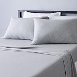 Amazon Basics Heather Cotton Jersey Bed Sheet Set - Full, Light Grey