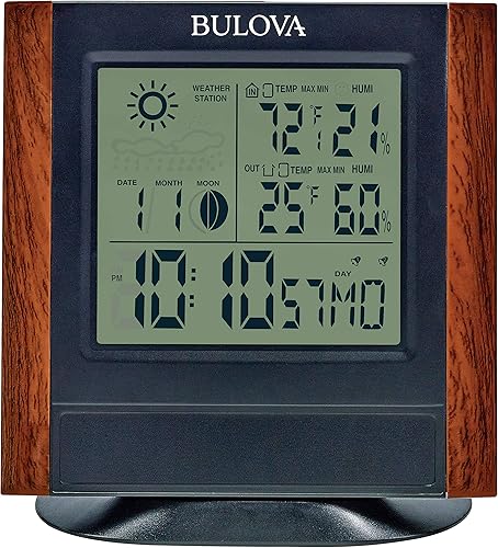 Bulova Forecaster B1708 - Reloj de mesa versátil, marrón y negro