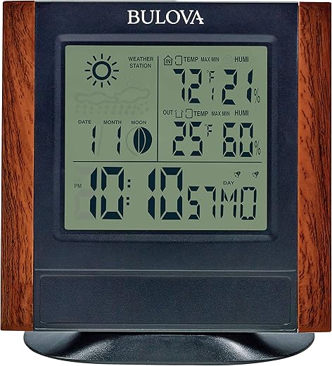 Bulova Forecaster Versatile Tabletop Clock, Brown & Black, B1708