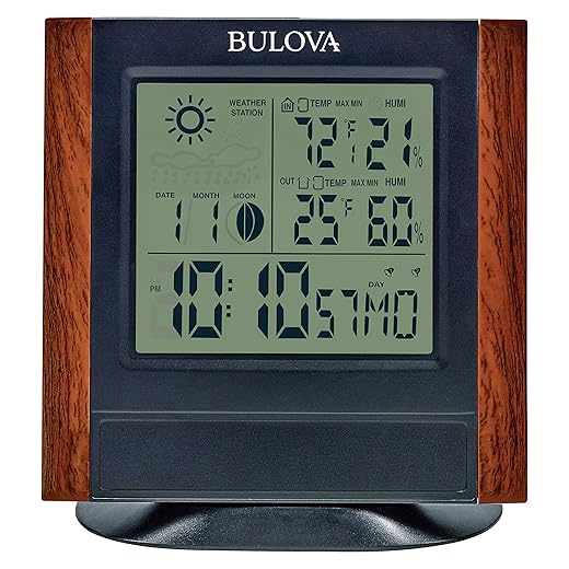 Bulova Forecaster Versatile Tabletop Clock, Brown & Black, B1708